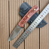 毕方制作大平磨手工蛤刃染色驼骨手柄半镜光达收藏级别工艺小直刀