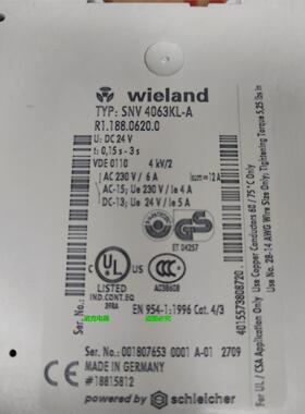 德国进口威琅Wieland安全继电器 SNV4063KL-A订货号R1.188.0620.0