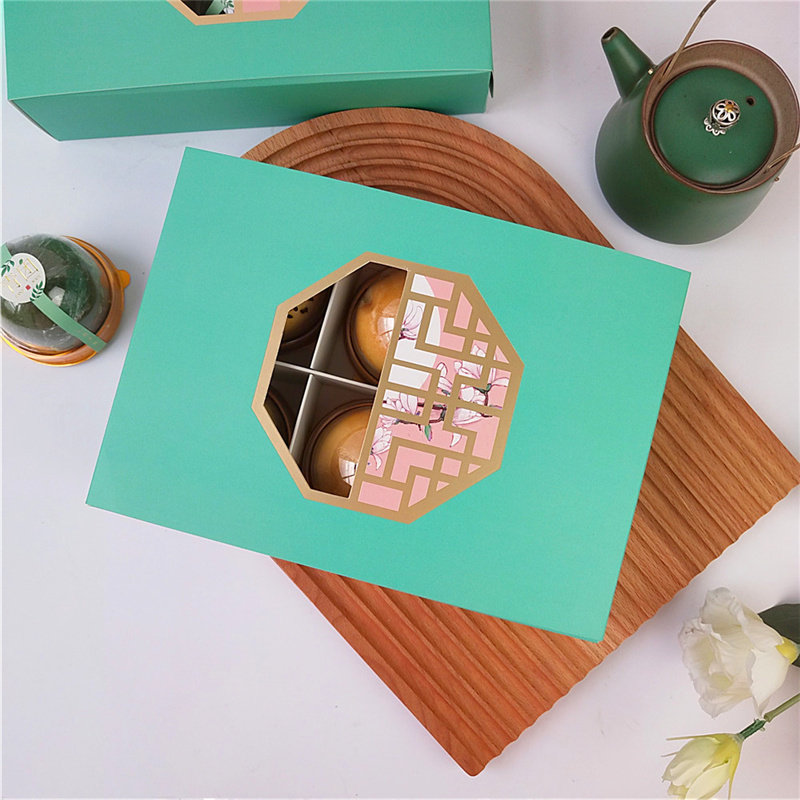 5个小清新月饼包装盒6粒装高档雪媚娘蛋黄酥绿豆糕盒子INS西点盒