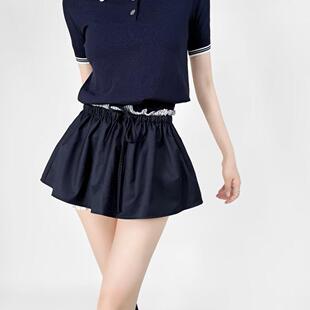 纯欲美式学院短裙甜美辣妹休闲百搭苞裙裤女甜美拼接撞色花边短裙