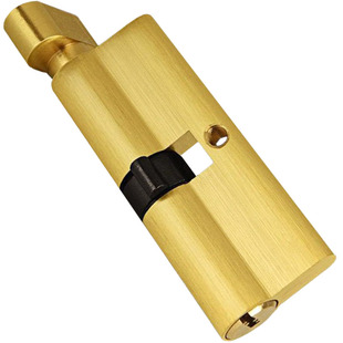 室内门锁卧室铜锁芯房间钥匙木门通用型黑色铝合锁心小70金色锁头