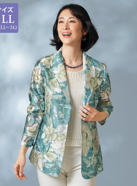 2025年夏季日本代购女士清爽华丽淡蓝色配白色玫瑰小西装 有大码