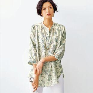 2025年春夏日本代购女凉爽柔软袖子蝴蝶结宽松衬衫上衣 有大码