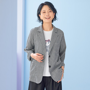 日本代购 小西装 有大码 2026年春号女士方格格子轻便夹克长袖