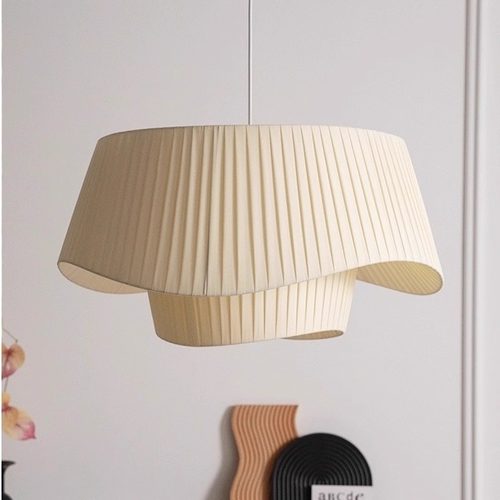 法式奶油风百褶裙摆褶皱布艺吊灯中古日式侘寂客厅餐厅卧室书房灯