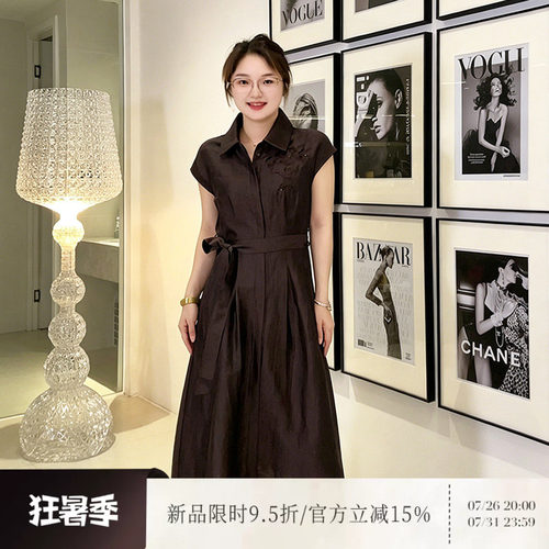 雅舒曼&图图妈【执念系列-秀雅裙】亚麻刺绣气质连衣裙