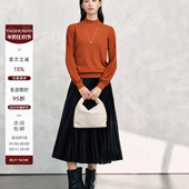 雅舒曼&图图妈 上衣 显瘦简约内搭休闲长袖 半高领纯色针织衫 女修身