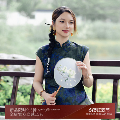 雅舒曼&图妈东方非遗大赏【蝴蝶兰】古韵清雅幽静无袖香云纱上衣