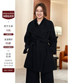 柏林大街 雅舒曼&图图妈 奢品 黑标大翻领双面气质柔美毛呢大衣