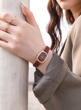 聚利时手表女款小众轻奢女表红色手表本命年生日礼物送女友送闺蜜