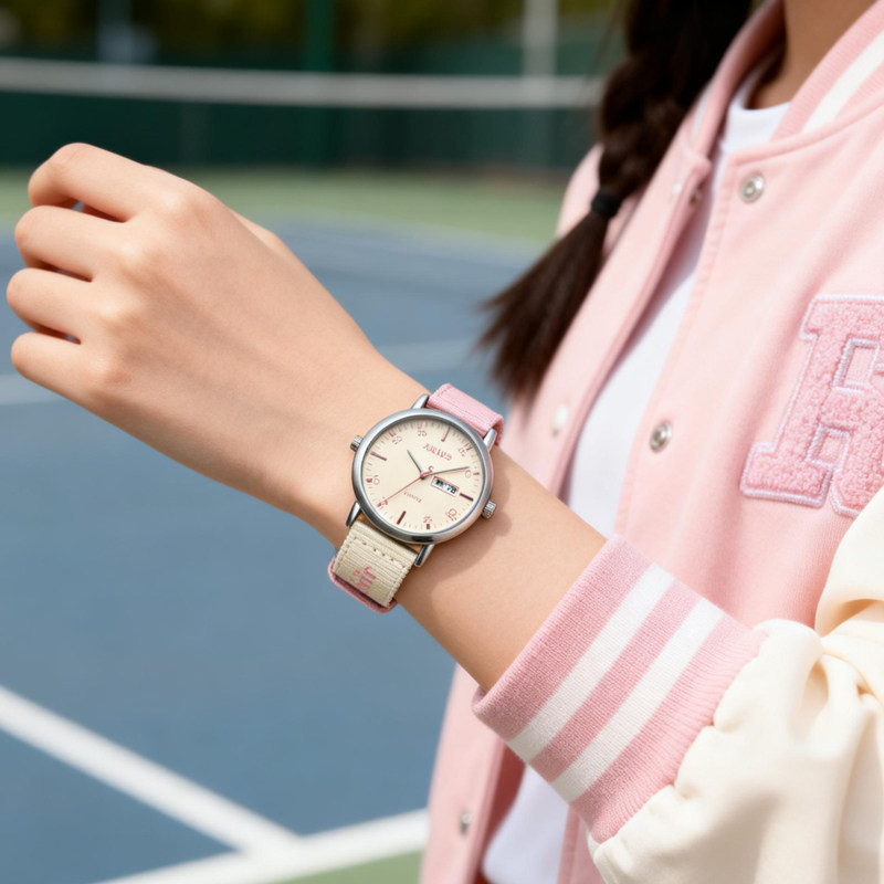 聚利时学生手表男女款高颜值学院风初高中考试专用静音日历石英表