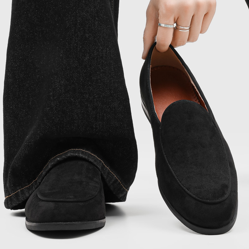 乐福鞋男款真皮一脚蹬懒人鞋夏季透气软底豆豆鞋复古时尚小皮鞋