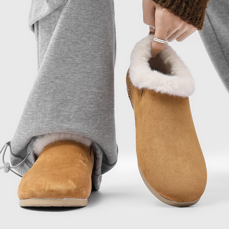 冬季2026新款黑色极简老钱风雪地靴男女休闲加绒加厚情侣勃肯棉鞋