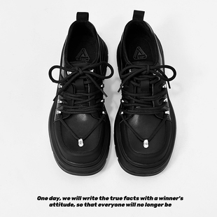 原创厚底德比鞋休闲运动皮鞋2025冬季新款亚比风潮男模发型师鞋子