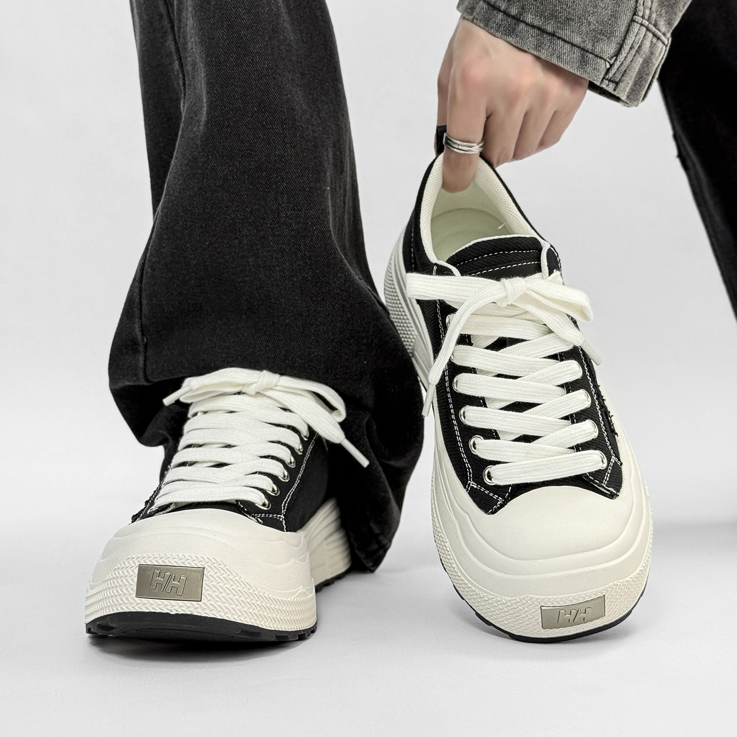 男款2025新款冬季透气帆布鞋潮牌高级感潮鞋百搭厚底鞋子休闲板鞋