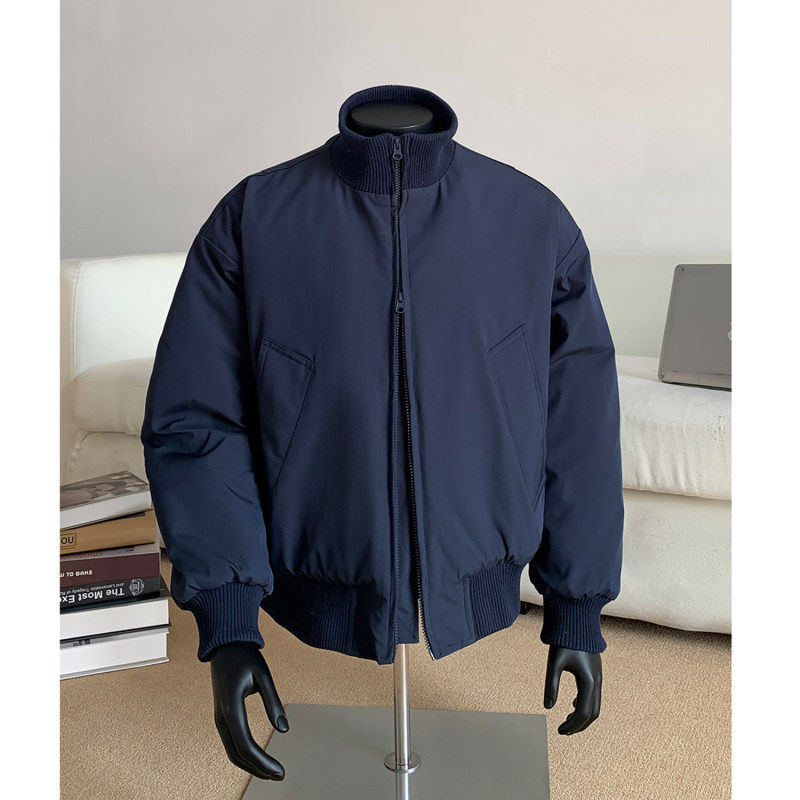 美式潮牌立领棒球棉服男短款夹克外套青年冬季加厚飞行棉衣男装