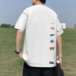 男装夏季纯棉宽松圆领印花T恤痞帅潮流韩版美式街头风格潮男Tee