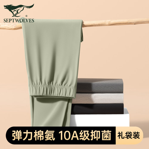 七匹狼弹力纯棉秋裤抗菌保暖裤男