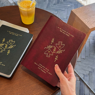 浪漫飞鸟复古软皮本A5横线本厚记事本笔记本方格本空白本工作笔记本子大学生日记本女商务手账创意文具本子