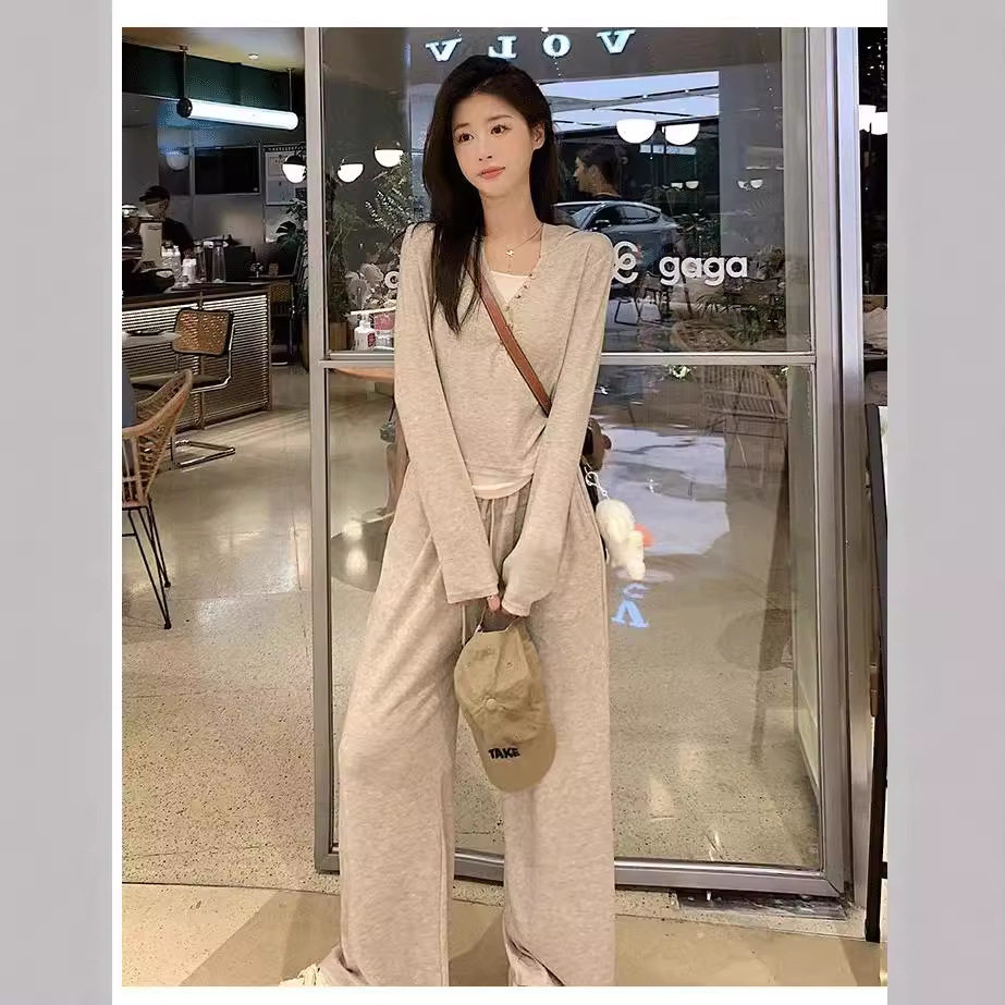 糯米套装时尚上衣慵懒显瘦长袖长裤两件卫衣休闲两件套休闲套装