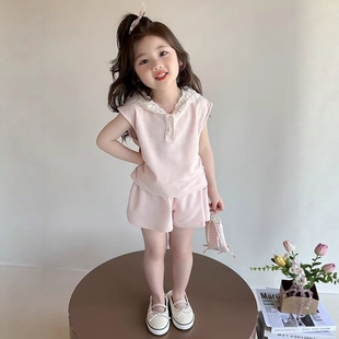 2026新款 连帽蕾丝洋气时髦女宝宝两件套 套装 法国Uamtor女小童夏款