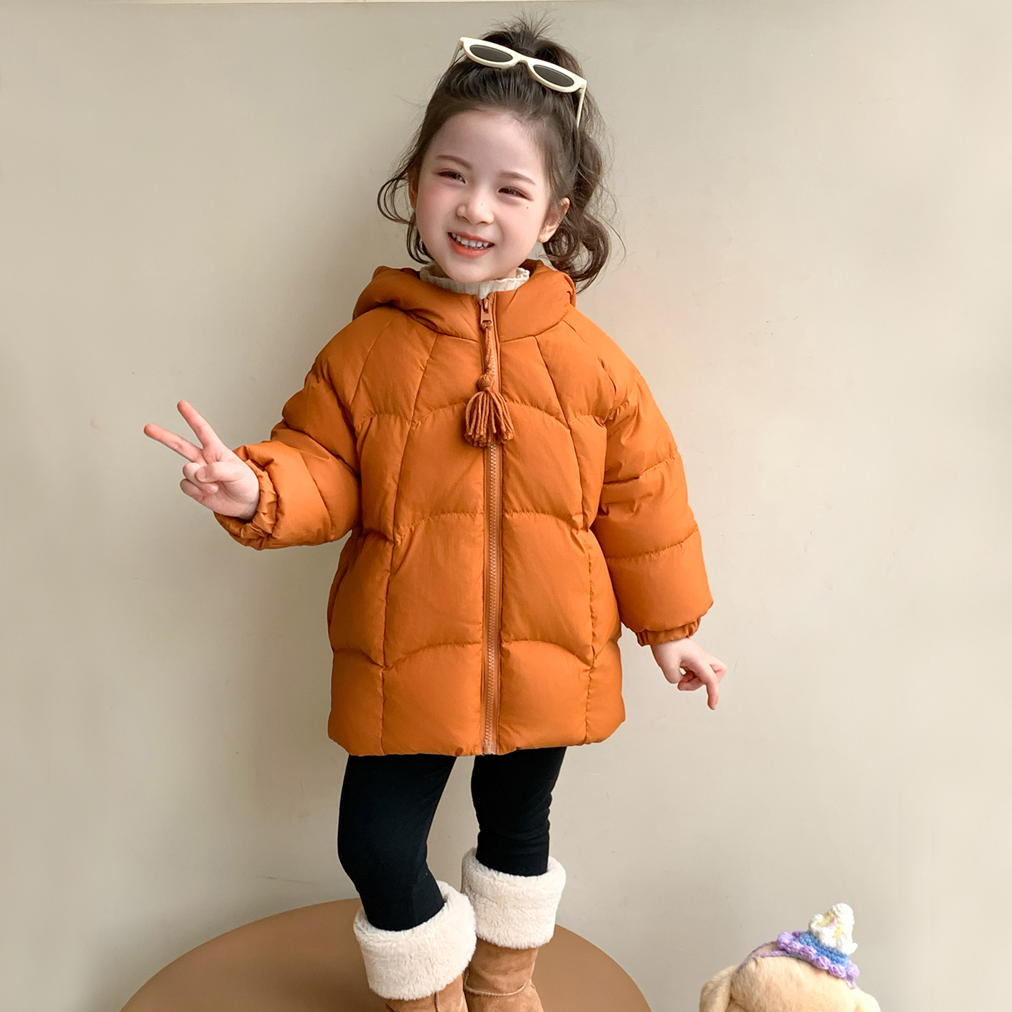 Uamtor女童加厚白鸭绒羽绒服外套