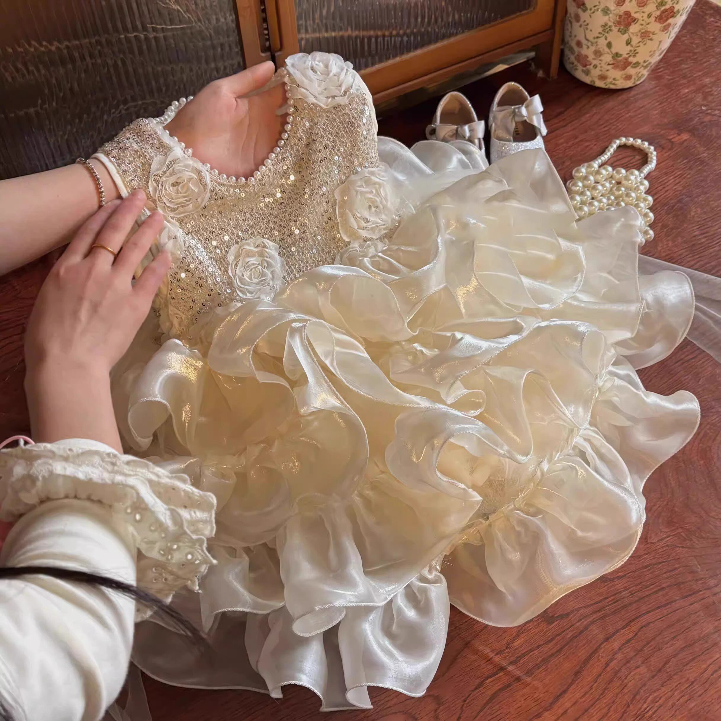 法国Uamtor女宝宝夏款周岁礼服生日女童连衣裙洋气超仙公主蓬蓬裙