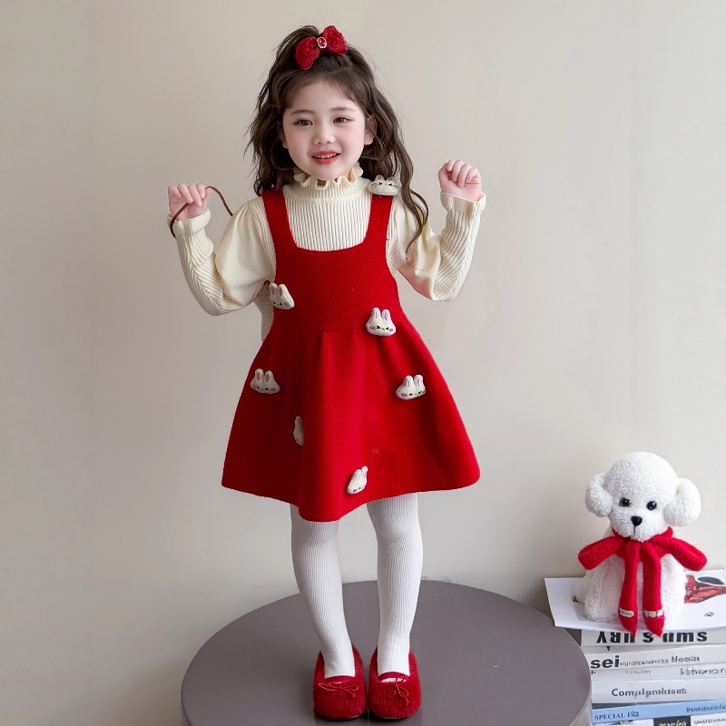 法国Uamtor圣诞新年红色裙两件套