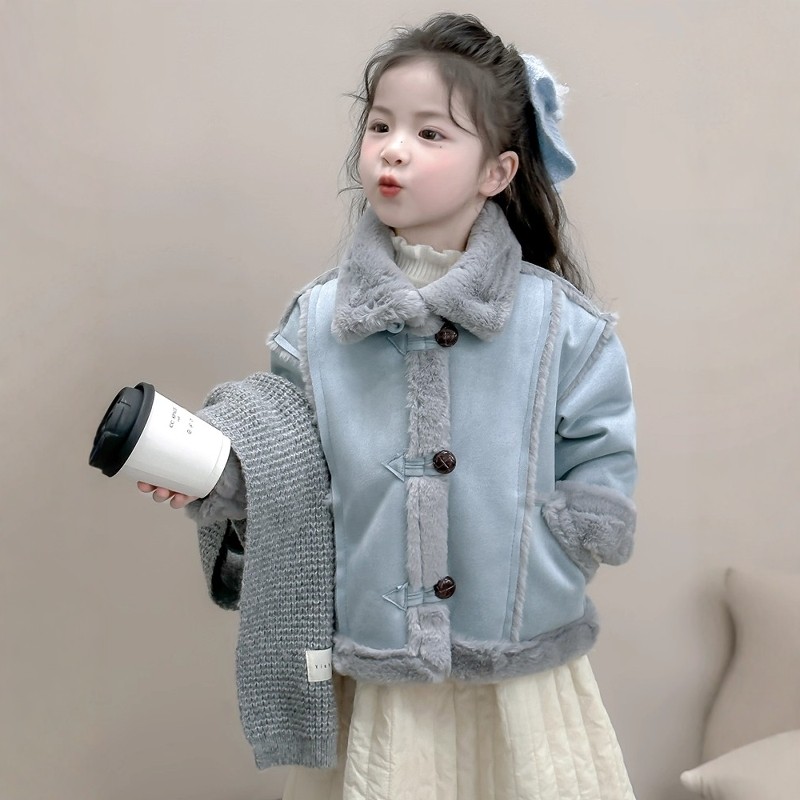 法国Uamtor女童皮毛一体外套秋冬季2025新款洋气加厚保暖冬季上衣,童装/婴儿装/亲子装,普通外套,淘宝优惠券,粉丝福利购,淘宝优惠卷