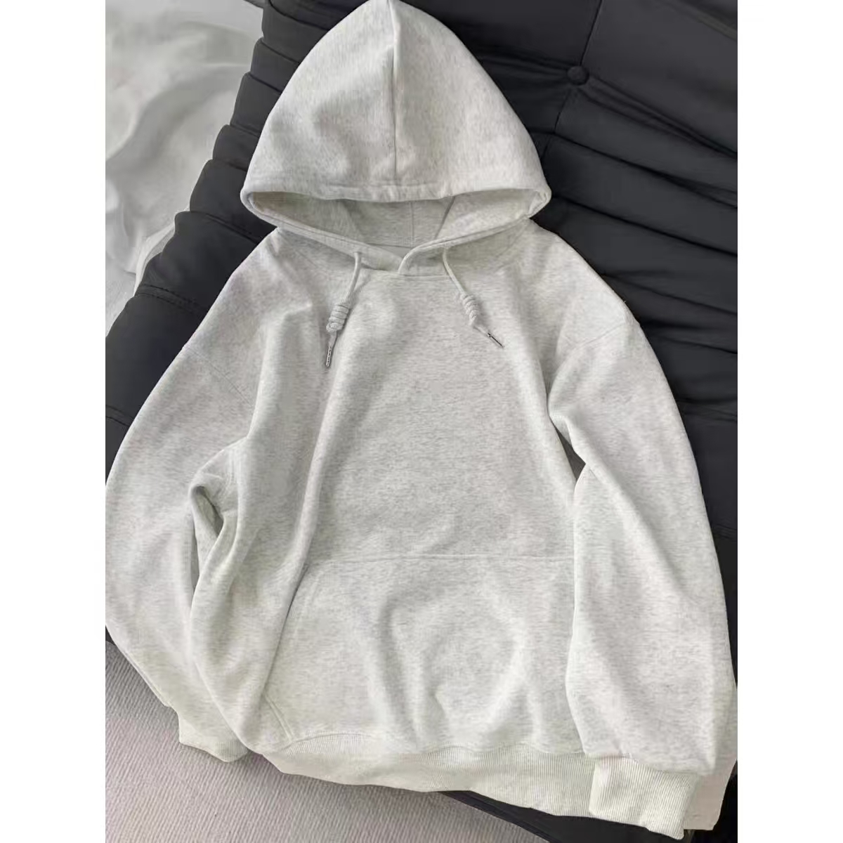 男女童白灰色纯色连帽简约卫衣