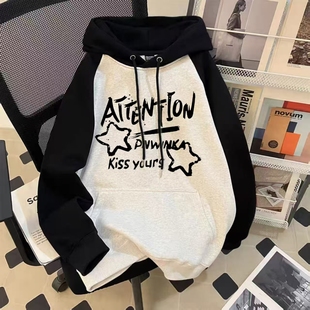 女童学院风连帽卫衣插肩中大童纯棉盐系韩版女孩时尚百搭潮流上衣