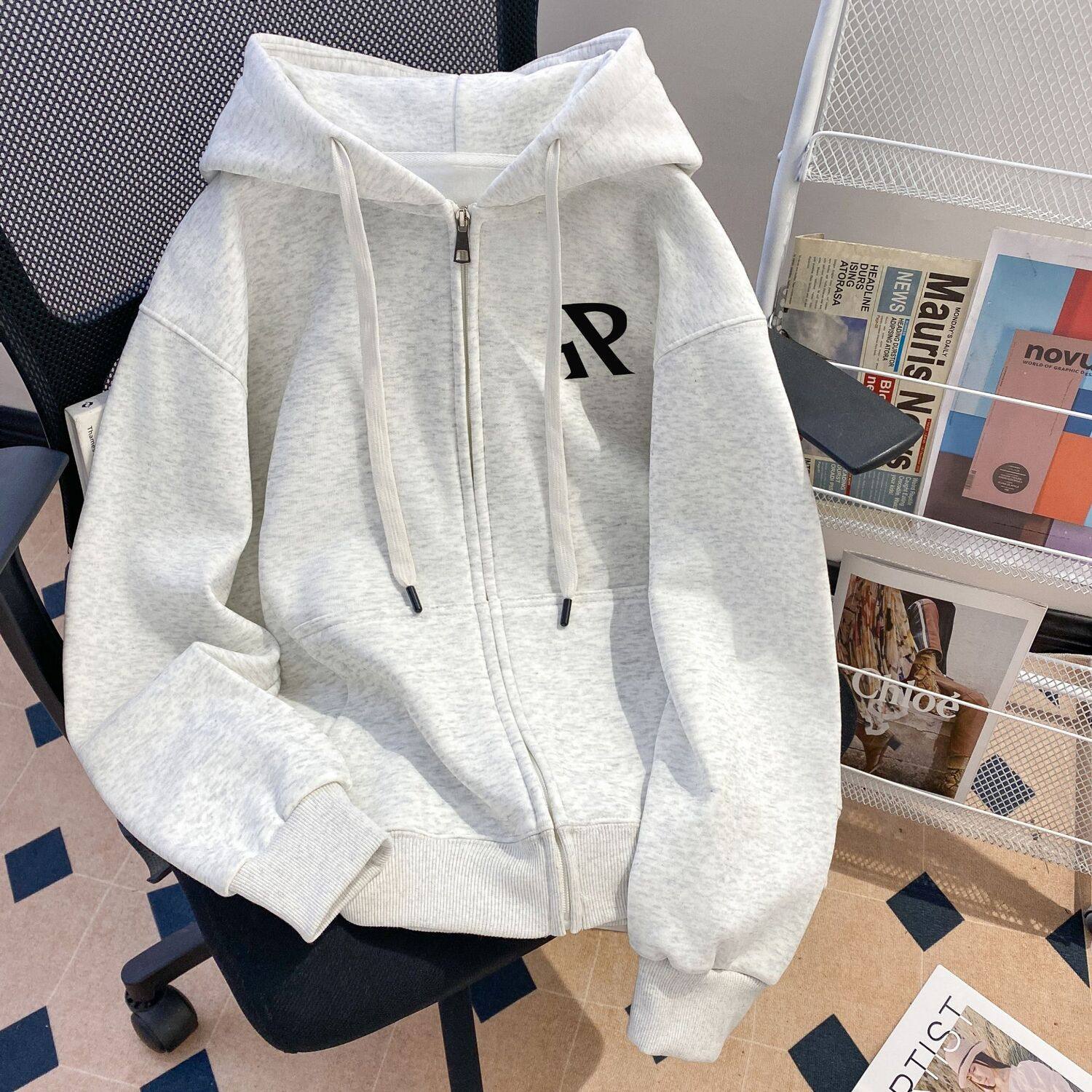 儿童装休闲运动连帽中大童拉链外套开衫卫衣男女童秋冬宽松百搭潮