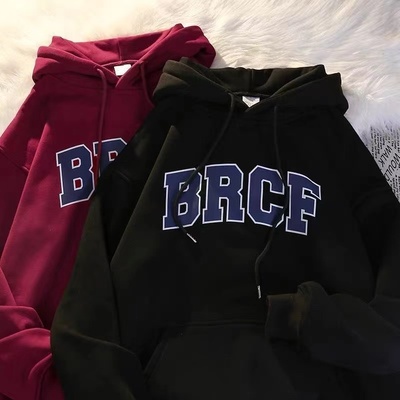 男女童银狐绒连帽卫衣字母上衣