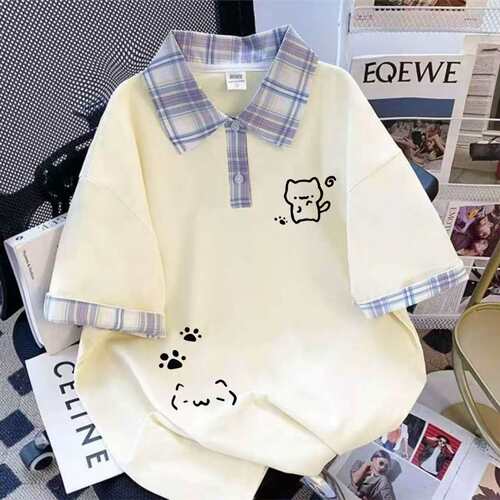 女童纯棉短袖POLO衫夏季猫咪