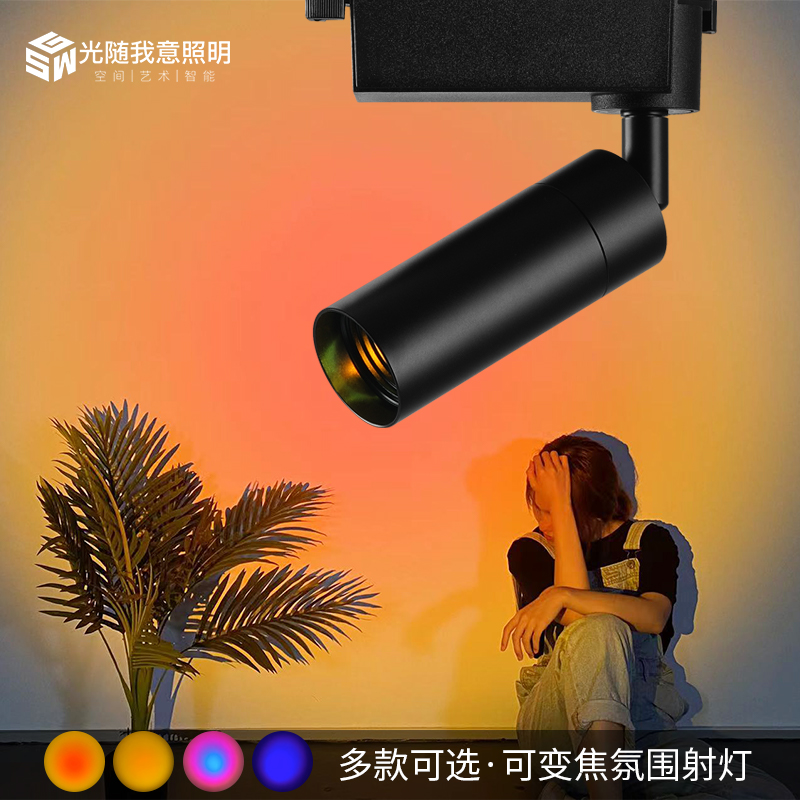 网红夕阳直播创意轨道射灯玄关