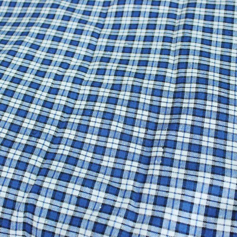 蓝色朝阳格子棉布 衬衣布料1/4米bjd娃衣面料格纹休闲校服cos英伦