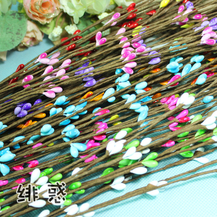 1元2支 迷你水滴花杆 花环材料BJD娃娃用 婚纱 9色 花朵 手环藤蔓