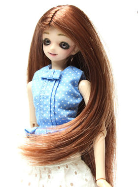 现货棕色假发VOLKS 老V家 Dollfie 6分特体 兵人小头OB27 にほん