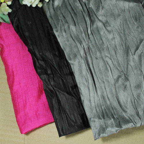 diy玫红色压皱衣服布料