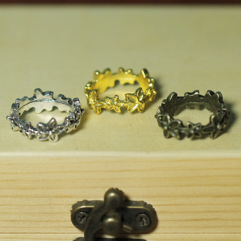 合金小花环头饰 铜金色古银 迷你超小 玩偶小布BJD娃娃 配件OB11