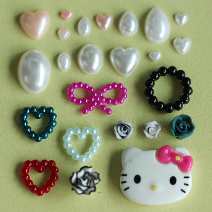 手工DIY BJD SD娃娃用配件娃衣装饰 仿珍珠贴片 爱心 水滴 软陶花