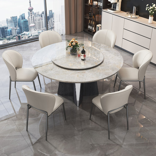 意式极简天然奢石餐桌椅组合现代轻奢大理石餐桌