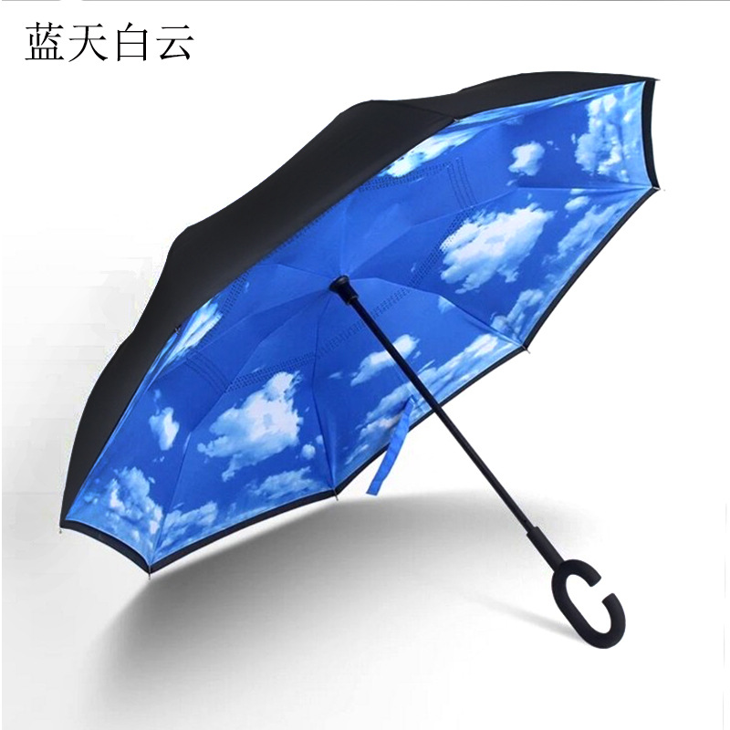 【挡雨+防晒欢欢自用四年】免持型汽车反向伞双层直杆加大晴雨伞