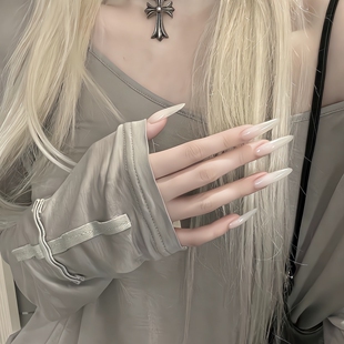 微透乳白高级感美甲穿戴甲中长短款婚纱照新娘穿戴式2026新年款