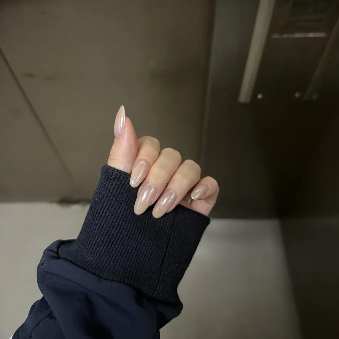 Hailey海莉裸色珍珠粉手工穿戴甲成品简约高级感美甲甲片百搭显白
