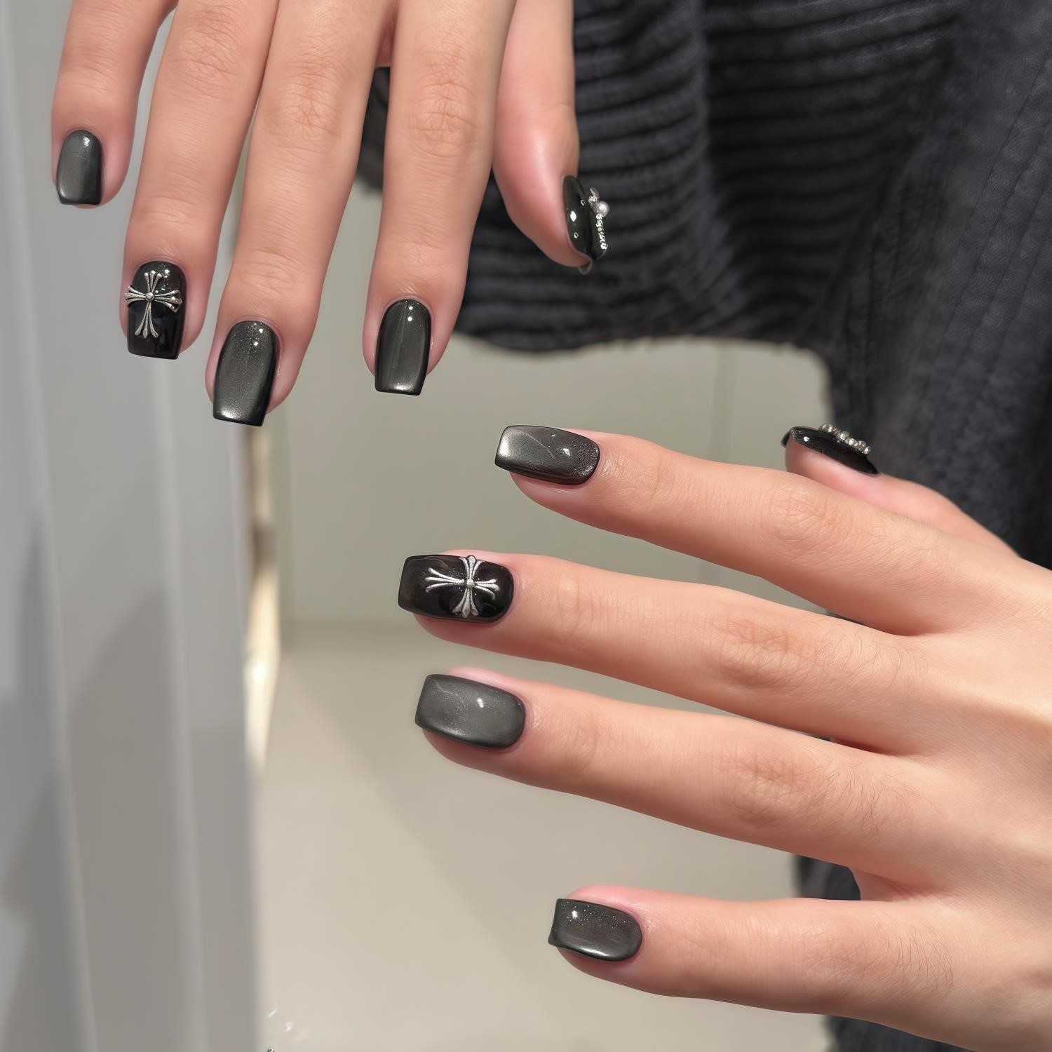 暗黑追光猫眼十字架 纯手工美甲穿戴甲高级小众ins风显白辣妹定制,彩妆/香水/美妆工具,穿戴甲/甲片,淘宝优惠券,粉丝福利购,淘宝优惠卷