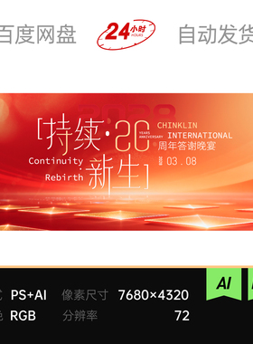 红色高端共创周年庆答谢晚宴终末会议论坛主视觉kv背景展板素材ps