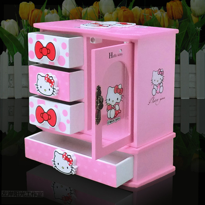 新品可爱公主欧式KT猫首饰盒饰品音乐盒木质女友同学儿童生日礼物