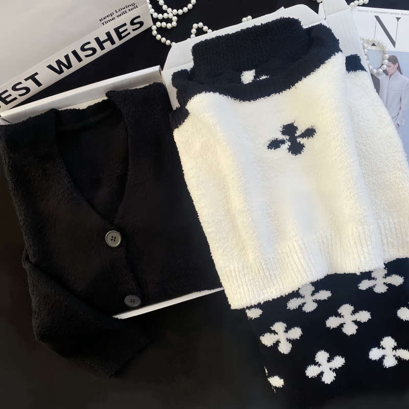 韩系软绵绵半边绒家居服套装