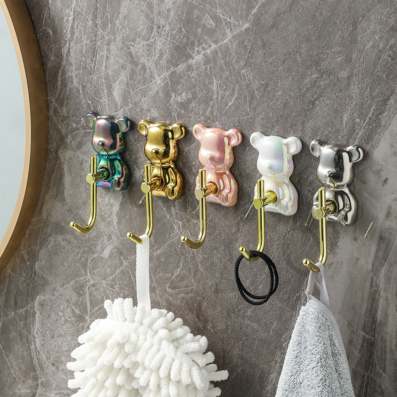 免打孔挂钩强力粘胶轻奢厨房浴室卫生间门后挂衣架子墙壁墙上粘钩